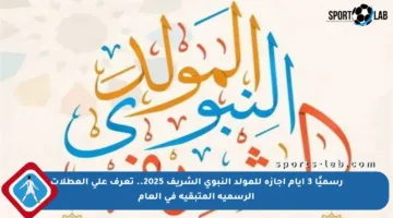 رسميًا 3 أيام إجازة للمولد النبوي الشريف 2025.. تعرف على العطلات الرسمية المتبقية في العام